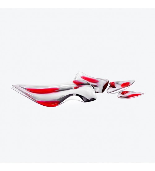 Zaha Hadid Design Aqua Platter液态造型盘4件套（限量200件）紫红色H7.7cm
